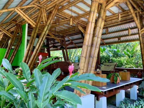 Yoga deck facing ocean at eco-lodge 