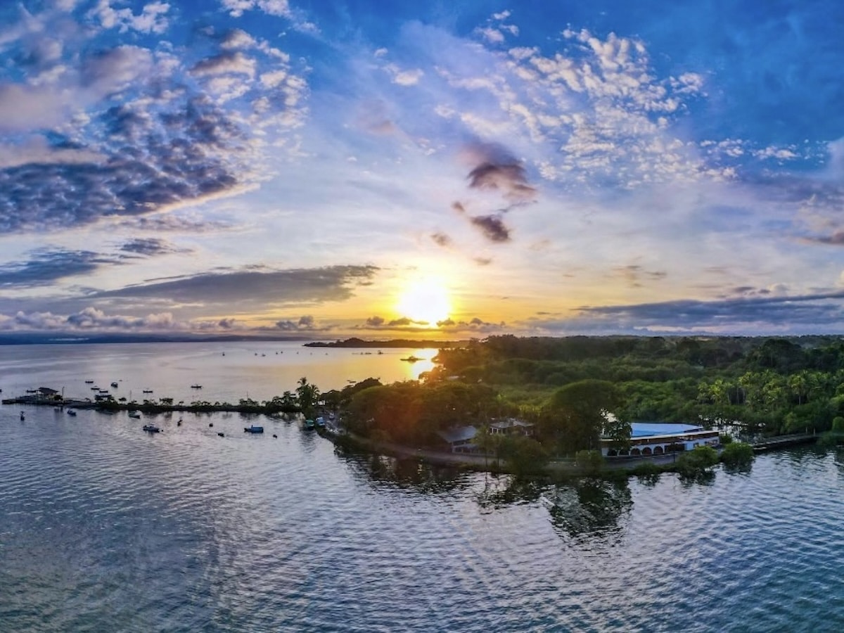 Harbor in Puerto Jiménez, Costa Rica showing boats and waterfront access for real estate buyers