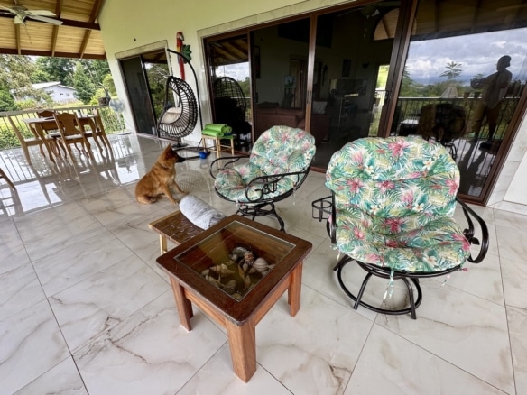 Spacious modern living room in Puerto Jiménez duplex