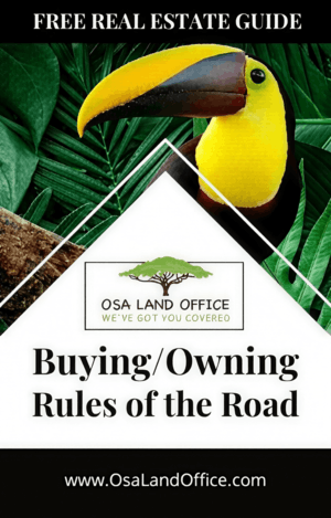Osa Land Office guide cover detailing buying and ownership rules for property on the Osa Peninsula.
